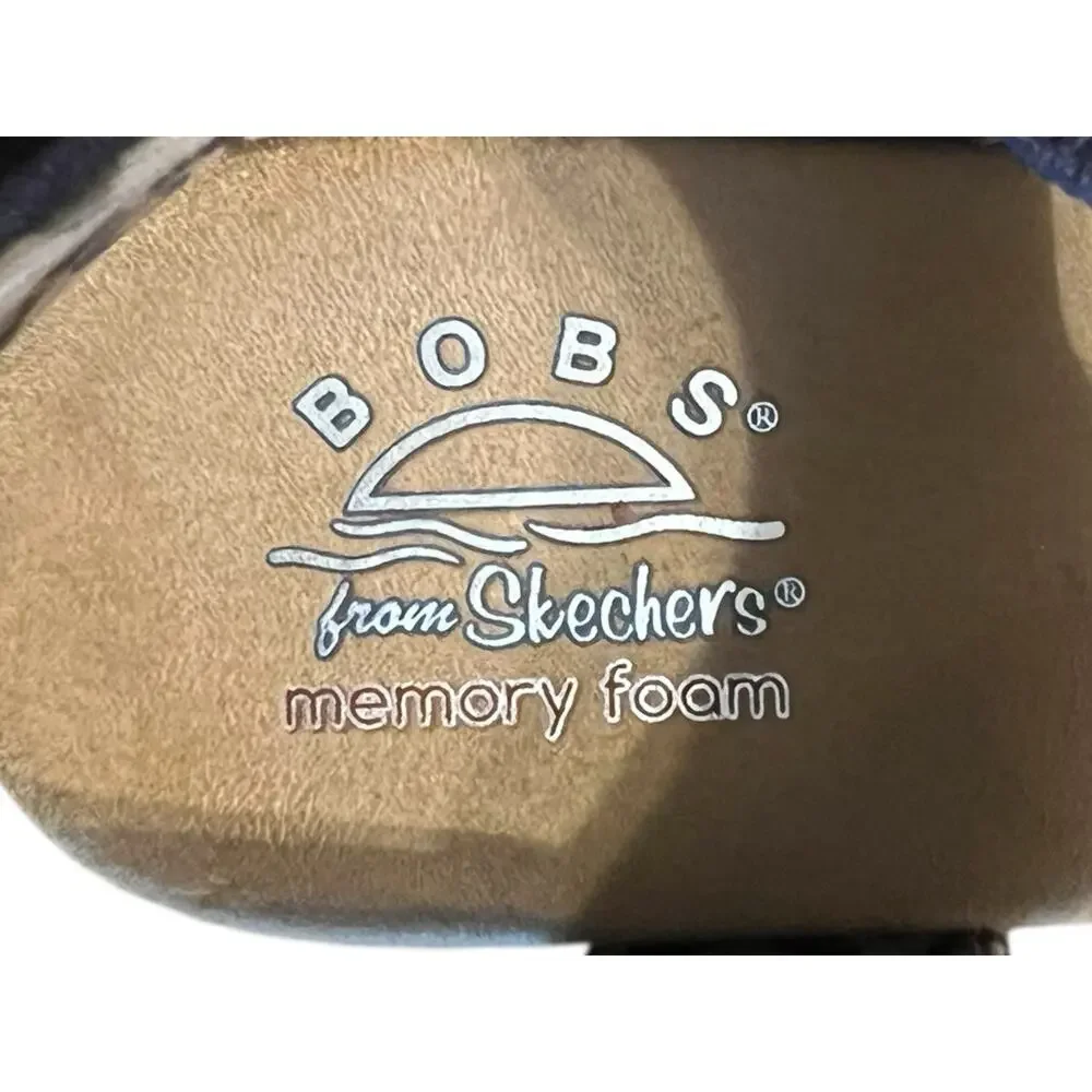 BOBS from Skechers Desert Kiss Wedge Sandals Navy Closed Toe Comfort Size 7